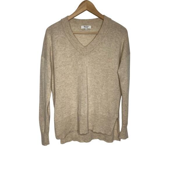 Madewell Long Sleeve Cashmere Sweater Womens XS Beige Neutral Minimalist - Picture 2 of 8